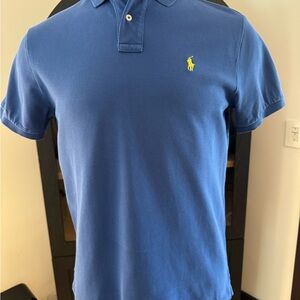 Ralph Lauren Men's Polo Shirt in Blue with Yellow Logo